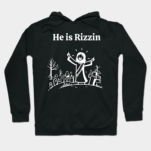 He is Rizzin Funny Easter Jesus Playing Basketball Christian Hoodie by KC Crafts & Creations